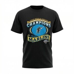2003 Florida Marlins World Series Champions Black T-Shirt MLB Vintage